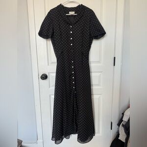 Black and White Puff Sleeve A-line Dress